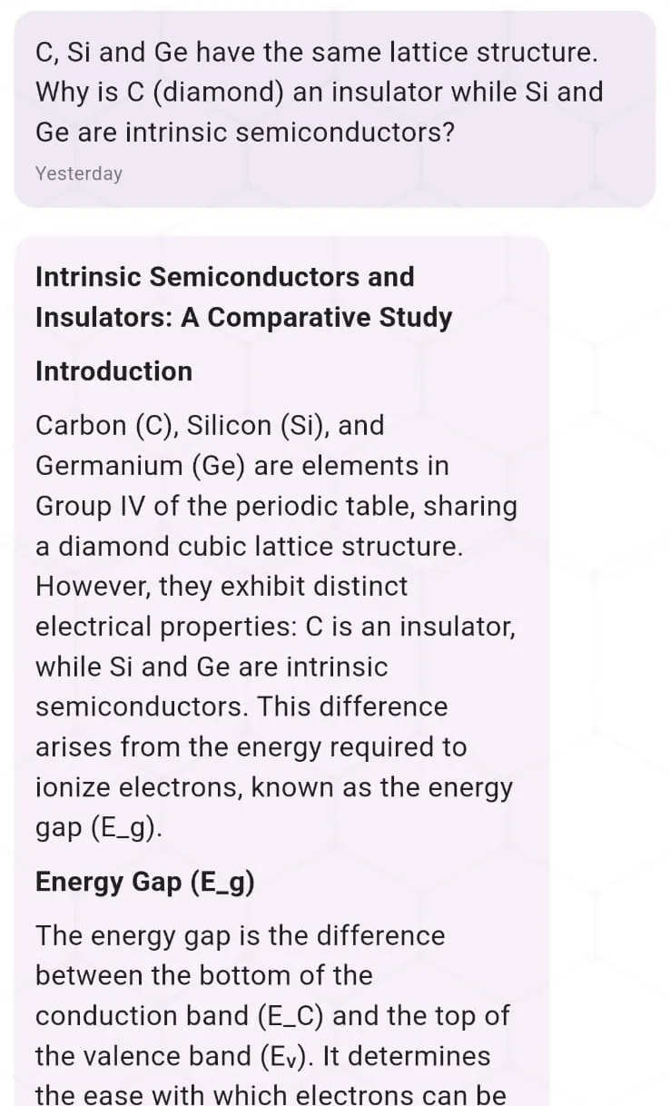 Rank Cherry answering a Physics question: C, Si and Ge have the same lattice structure. Why is C an insulator while Si and Ge are intrinsic semiconductors?
